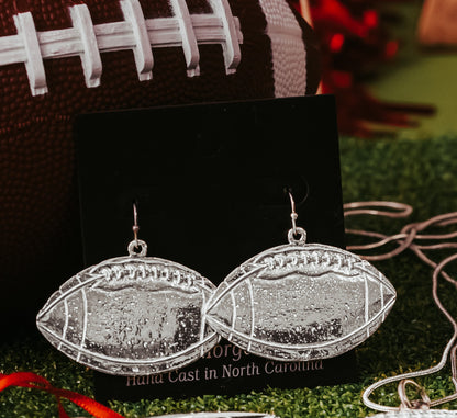 Pewter Football Earrings