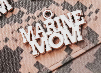 Military Mom Gift - Air Force - Army - Navy - Marine - Silver Keychain