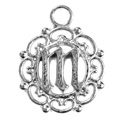 Small Swirly Circle Monogram Earrings - Initial Letter Charm Hanging Earrings