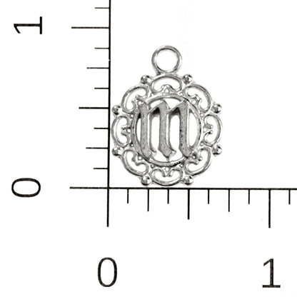 Small Swirly Circle Monogram Earrings - Initial Letter Charm Hanging Earrings