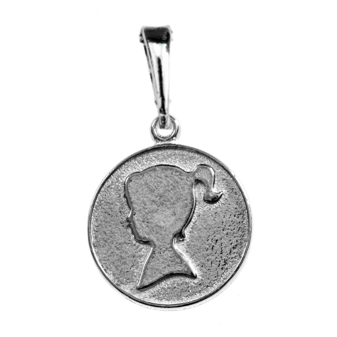 Silver Charm with Girl Side Face