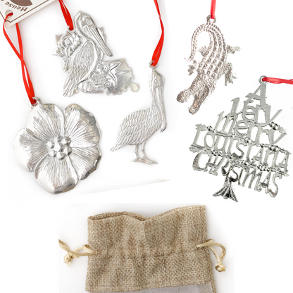 Louisiana Gifts - Alligator - Pelican - Magnolia - Fleur de lis -  Individual Ornament or Gift Set