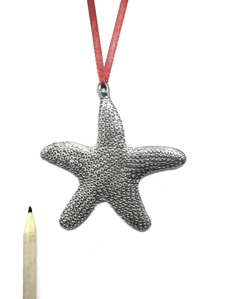 1030 Starfish Seashell Beach Ocean Island Keepsake Holiday Christmas Ornament Pewter - House of Morgan Pewter