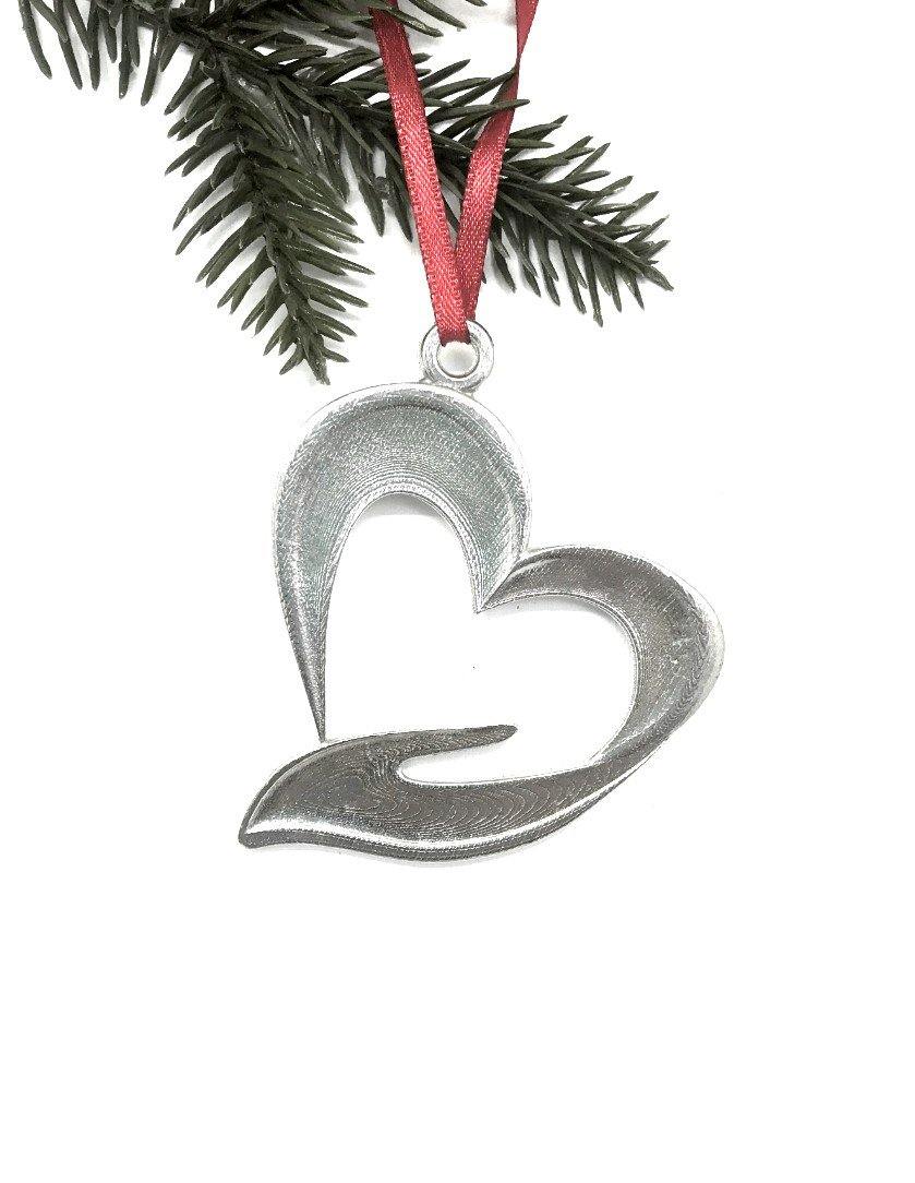 1062 Heart Hand Hospice Volunteer Therapist Physician MD Christmas Holiday Ornament Pewter - House of Morgan Pewter