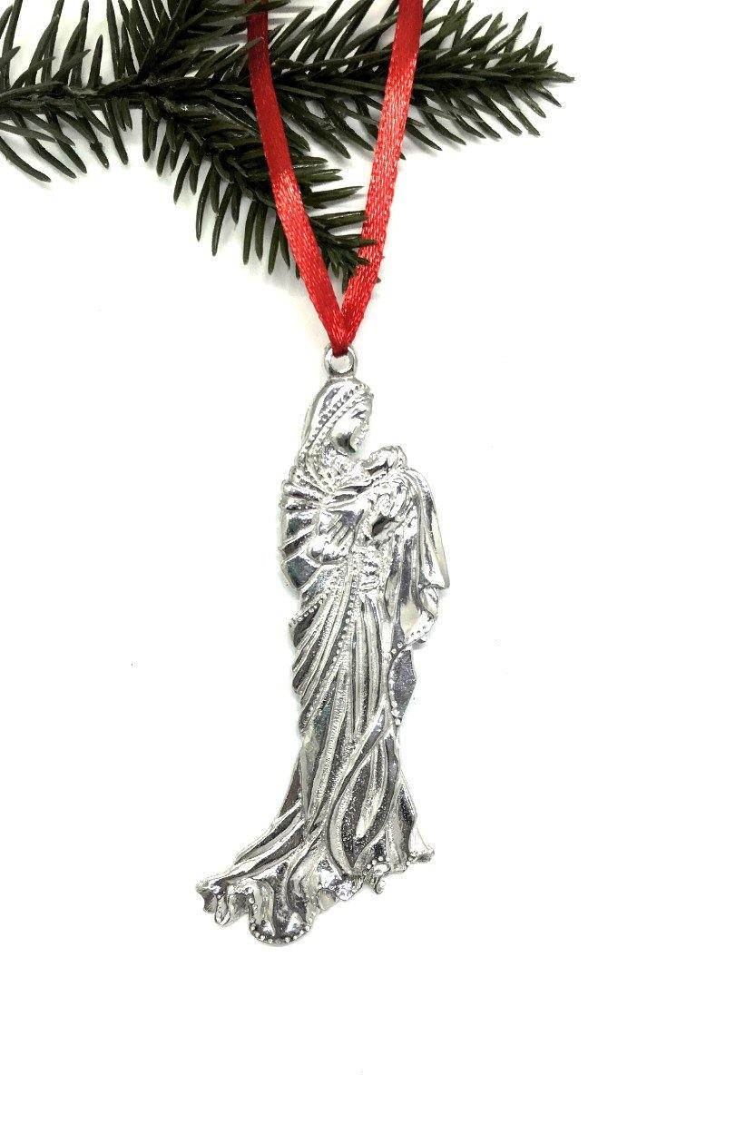 1075 Mother Child Madonna Mary Jesus Christmas Holiday Ornament Pewter - House of Morgan Pewter