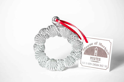 Seashell Gifts - Shell Wreath Christmas Ornament Pewter