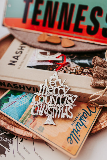 Nashville Gifts - Guitar - State Outline - Country Christmas - Tristar Keychain - Christmas Ornament
