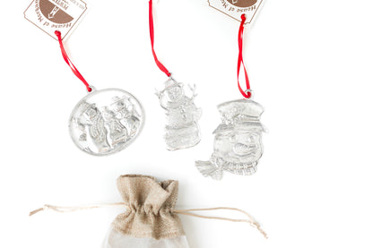 snowman pewter gift set
