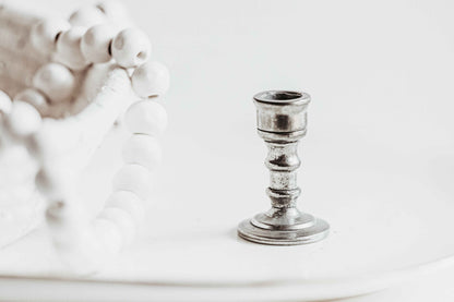 Mini Pewter Candlestick Holder - Birthday Candle Holder - Colonial Home Decoration
