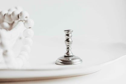 Mini Pewter Candlestick Holder - Birthday Candle Holder - Colonial Home Decoration