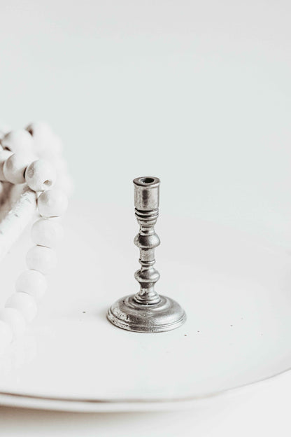 Mini Pewter Candlestick Holder - Birthday Candle Holder - Colonial Home Decoration