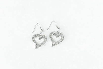 Handmade Pewter Earring Jewelry- Asymmetrical Heart - House of Morgan Pewter