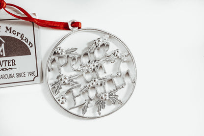 Handmade Peace on Earth Pewter Christmas Ornament - House of Morgan Pewter