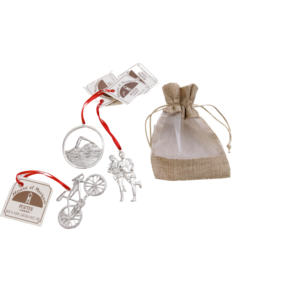 Silver Pewter Metal Triathlon Ornament Gift Set  Top Gift Ideas - House of Morgan Pewter