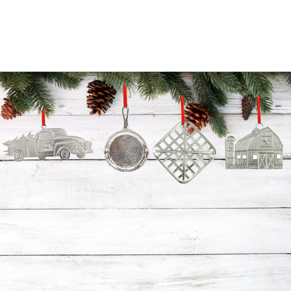 Farmhouse Christmas Ornament - Country Truck - Cast Iron Pan - Tobacco Basket - Silo Barn - Tobacco Leaf - Gift Set