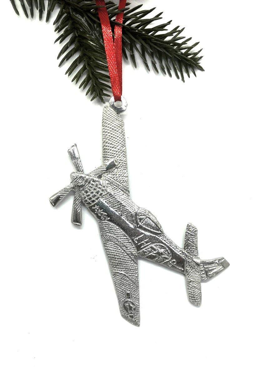 583 Airplane Pilot Jet Air Force Christmas Ornament Pewter - House of Morgan Pewter