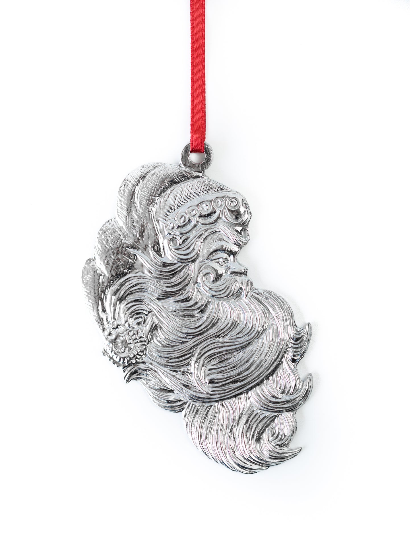 silver santa face ornament