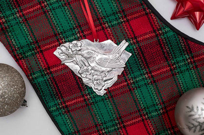 South Carolina SC State Outline Symbols Keepsake Christmas Holiday Ornament Pewter