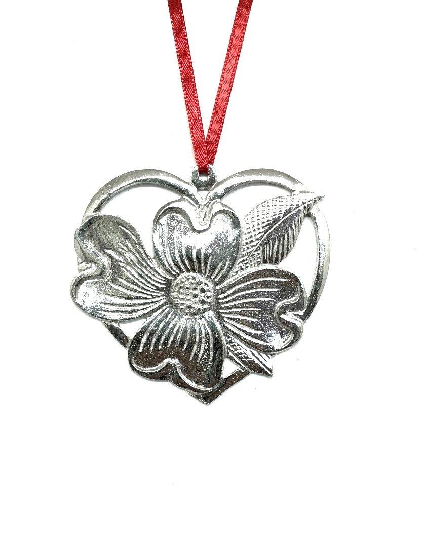 653 Dogwood Heart Holiday Pewter Ornament - House of Morgan Pewter