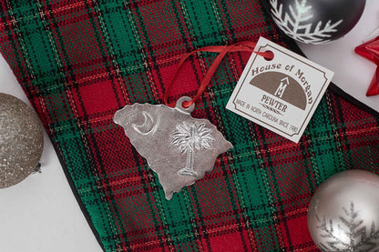 South Carolina Gift- SC Solid State Outline Christmas Ornament Pewter