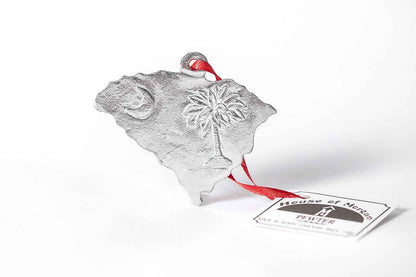 South Carolina Gift- SC Solid State Outline Christmas Ornament Pewter