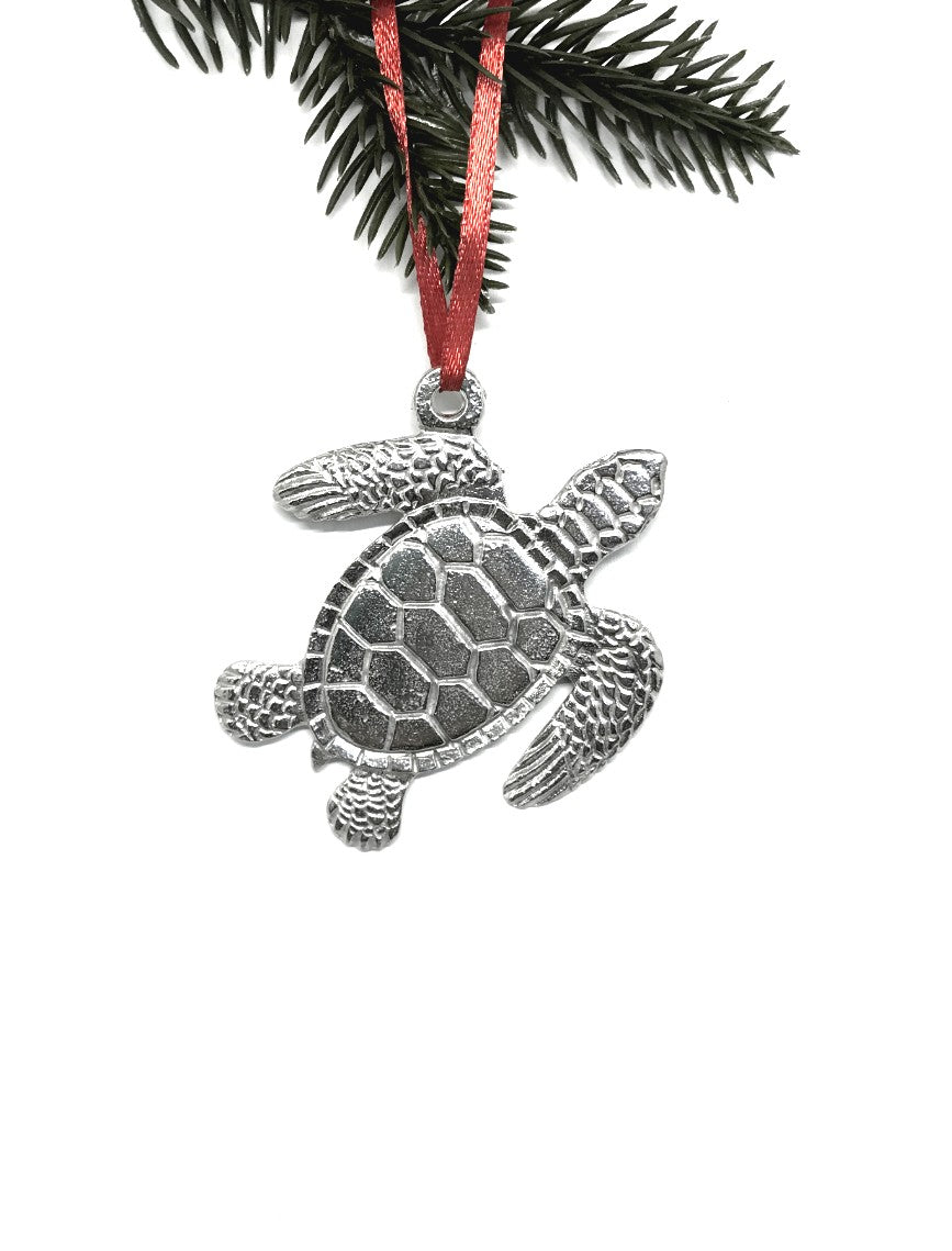 669 Sea Turtle Beachy Ocean Ornament Keepsake Pewter - House of Morgan Pewter