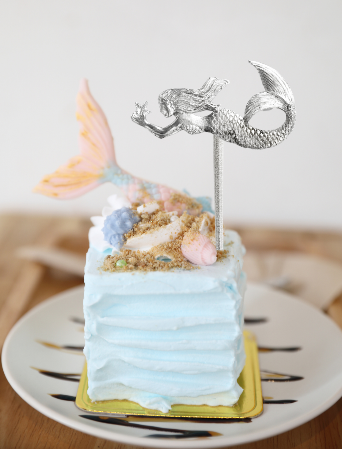 pewter mermaid cake topper for birthday party