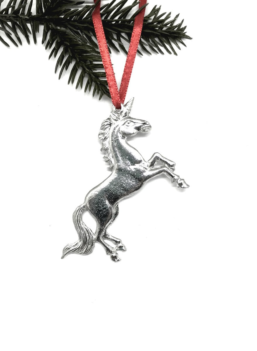 738 Unicorn Keepsake Holiday Christmas Ornament Pewter - House of Morgan Pewter