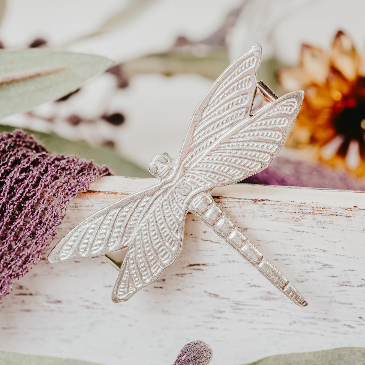 Silver Dragonfly Hair Clips 2 Set Crystal Magnetic Hair Clips for Fine Thin Hair- Set of 2  main image 2