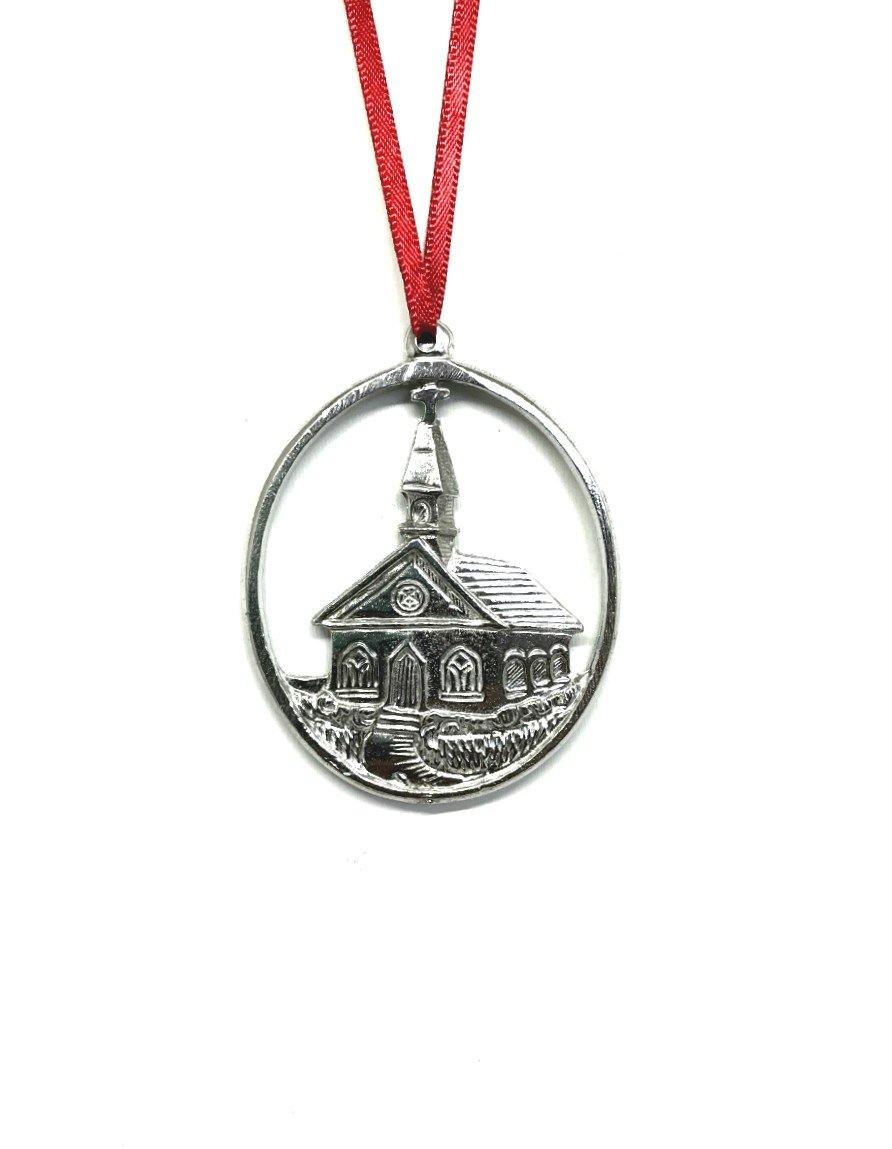 825 Country Church Religious Christmas Ornament Pewter - House of Morgan Pewter