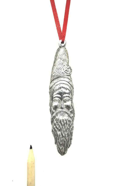 Santa Claus Sickle Beard Christmas Ornament Pewter