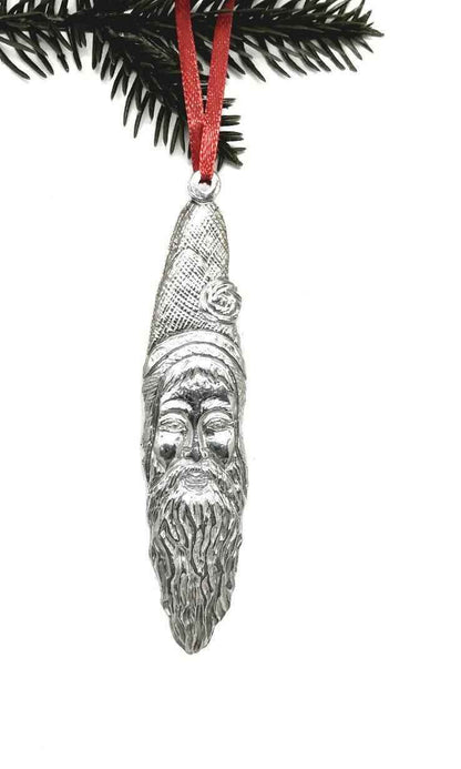 Santa Claus Sickle Beard Christmas Ornament Pewter