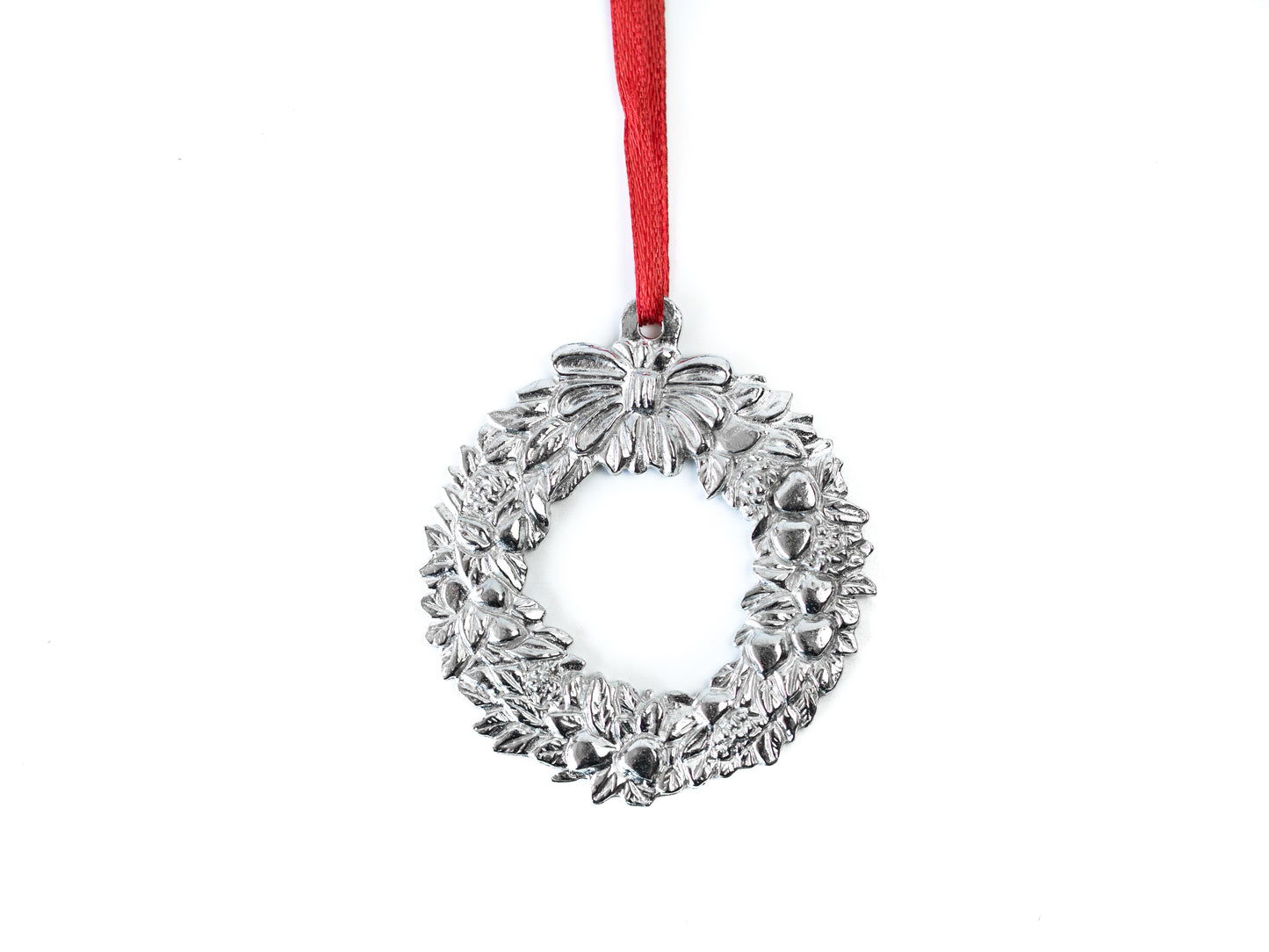silver wreath ornament made in north carolina