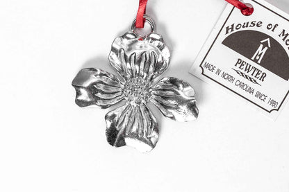 Handmade Dogwood Flower Ornament - Pewter Dogwood Gift