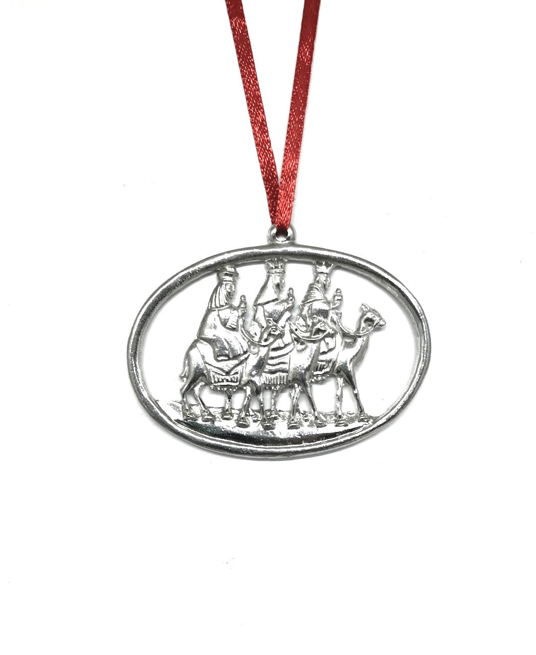 966 Wisemen Wise Men Nativity Religious Oval Christmas Ornament Pewter - House of Morgan Pewter