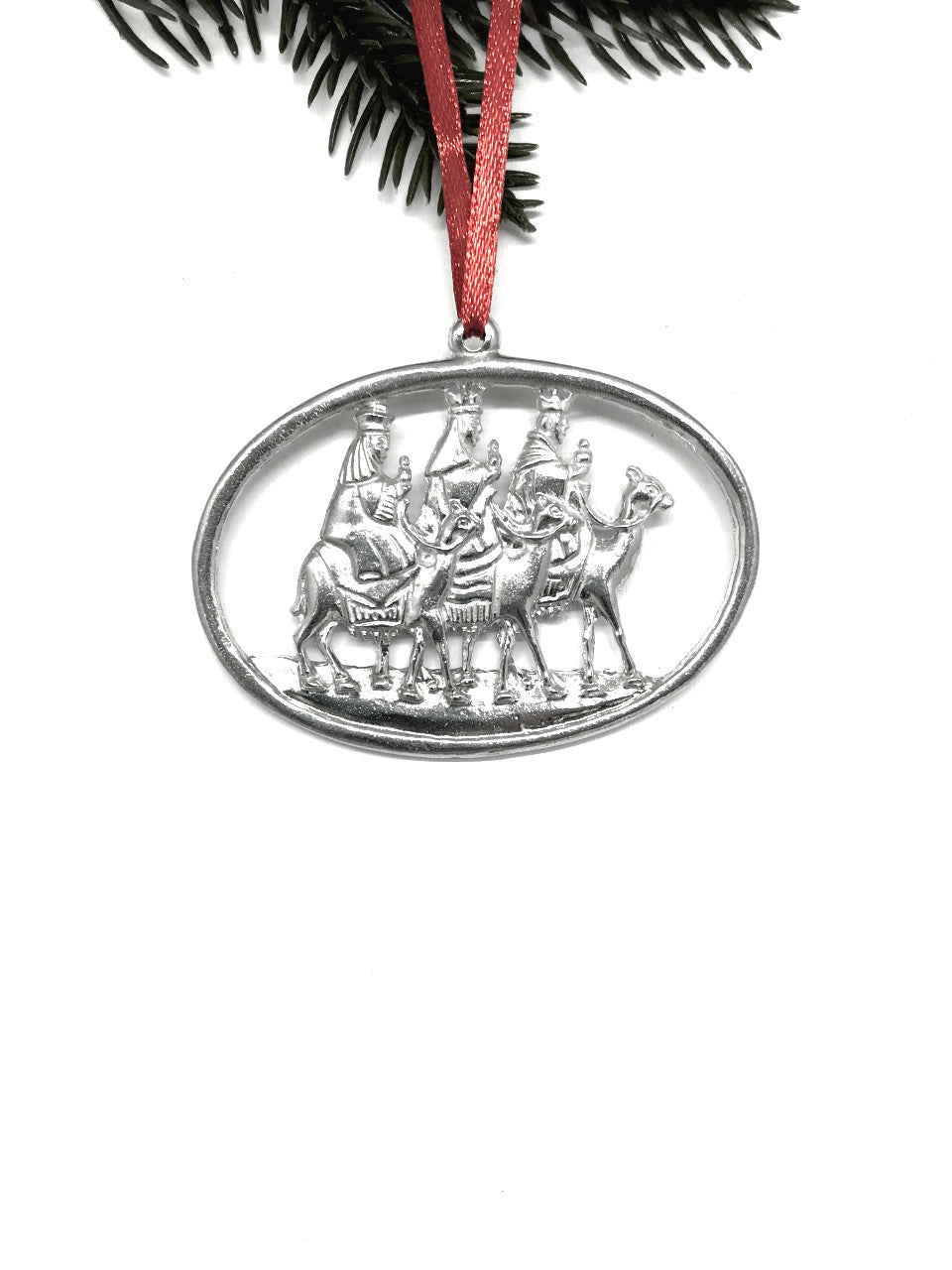 966 Wisemen Wise Men Nativity Religious Oval Christmas Ornament Pewter - House of Morgan Pewter