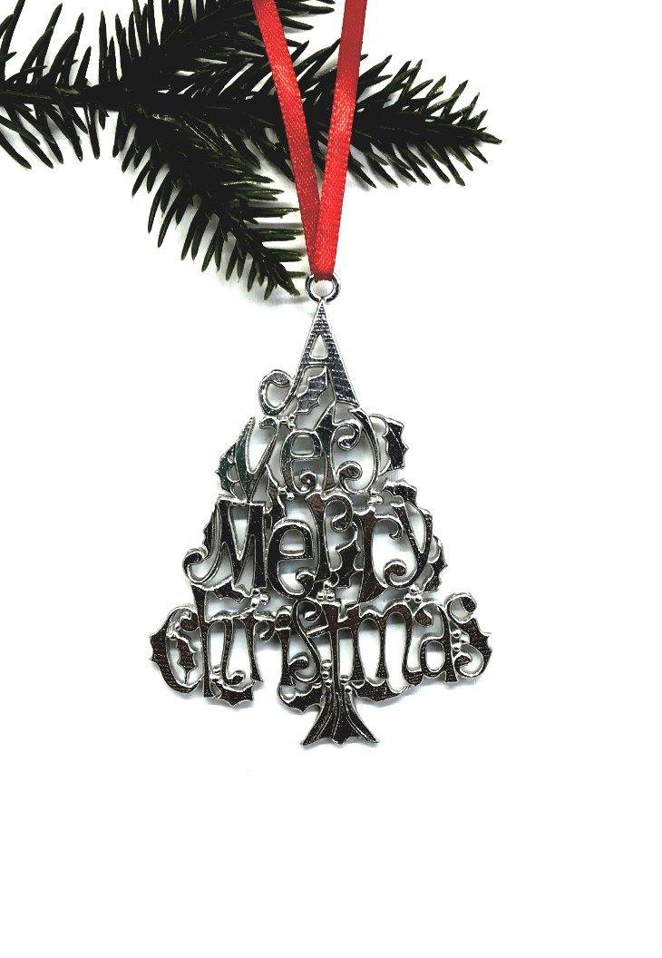 A Very Merry Christmas Ornament Keepsake Gift Tag Pewter - House of Morgan Pewter