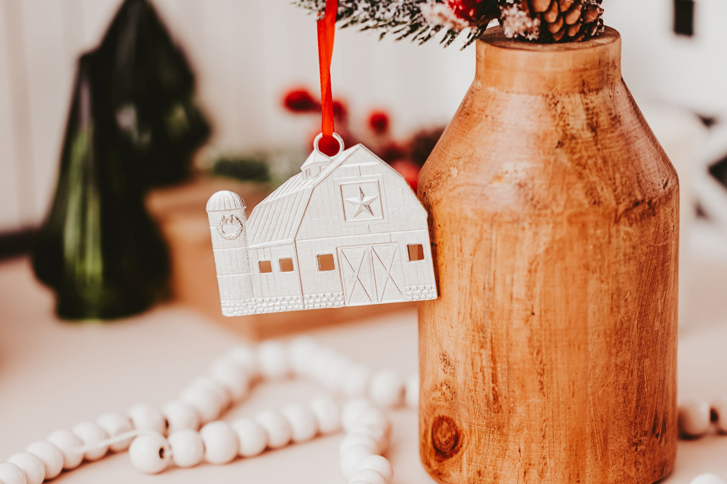 Country Barn and Silo Christmas Ornament