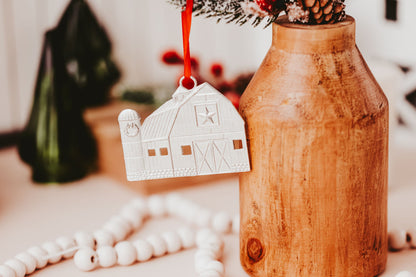 Country Barn and Silo Christmas Ornament