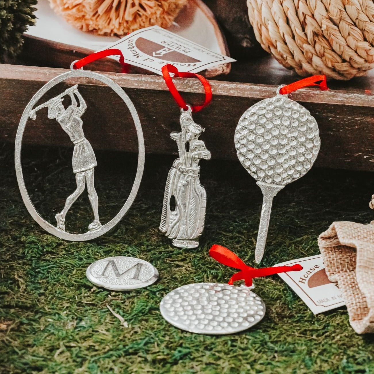 Silver Pewter Metal Golf Ornament Gift Set Top Gift Ideas - House of Morgan Pewter