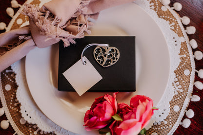Personalized Handmade Pewter Wedding Party Favors Bulk - Pewter Swirly Heart Wedding Guest Gifts