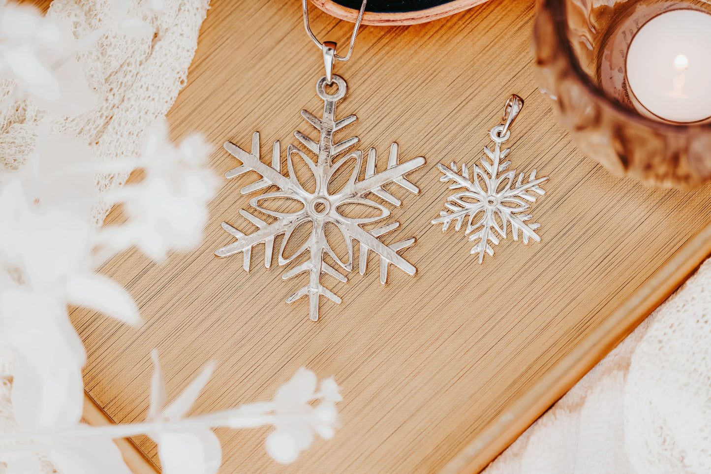Snowflake Necklace, Winter Pendant, Customized Jewelry,