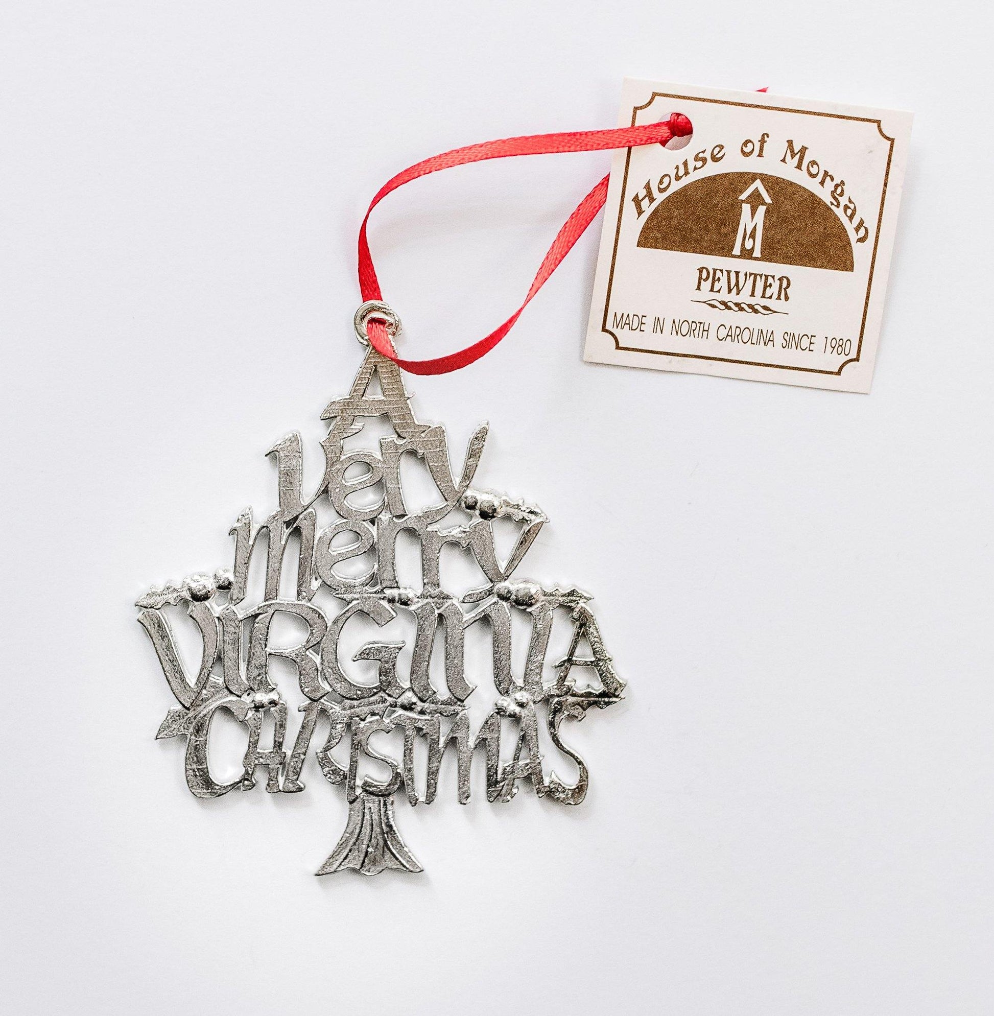 Handmade Virginia Christmas Ornament VA Homestate Gift Pewter - House of Morgan Pewter