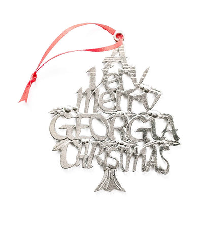 Georgia Christmas Ornament - Bulldog - State Outline and Symbols - Individual Ornaments or Gift Set