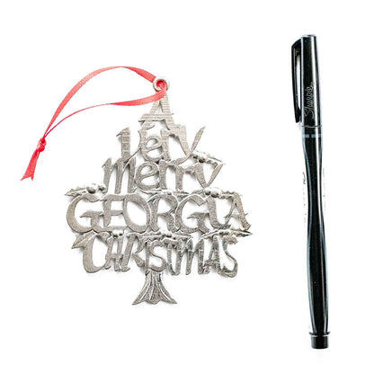 Georgia Christmas Ornament - Bulldog - State Outline and Symbols - Individual Ornaments or Gift Set