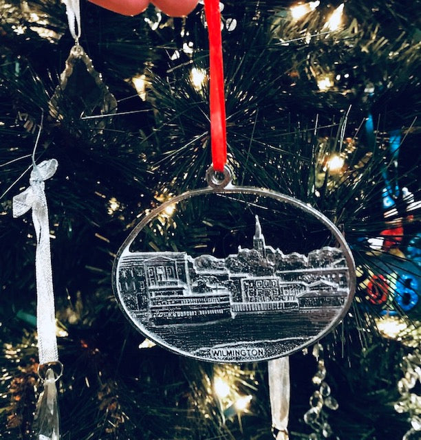 Wilmington Downtown Riverfront ILM UNCW CFCC Pewter Christmas Ornament - House of Morgan Pewter