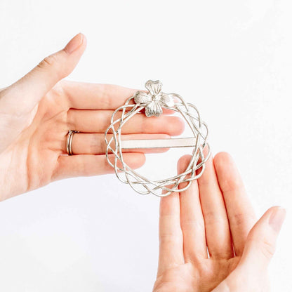 Pewter Dogwood Scarf Ring - Flower Scarf Slide for Scarves - Plain or Reversible with Starfish