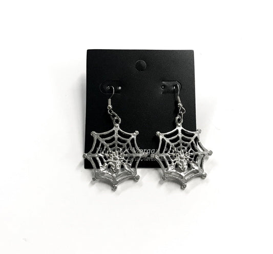 handmade spider web earrings 