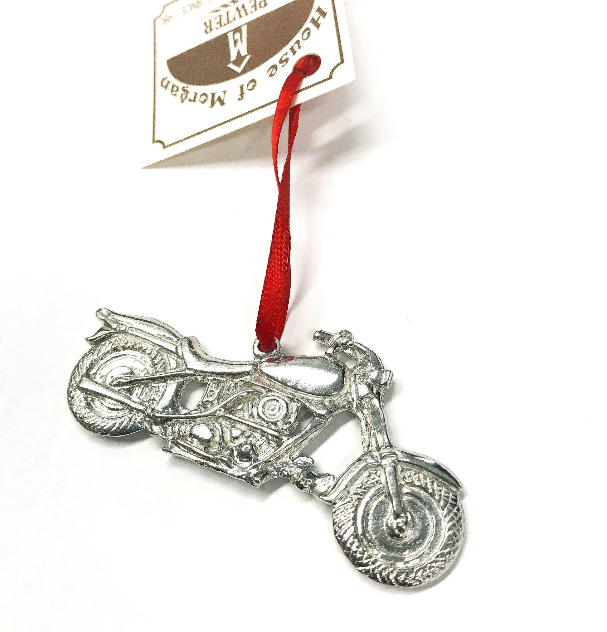 Handmade Biker Motorcycle Christmas Ornament Pewter - House of Morgan Pewter
