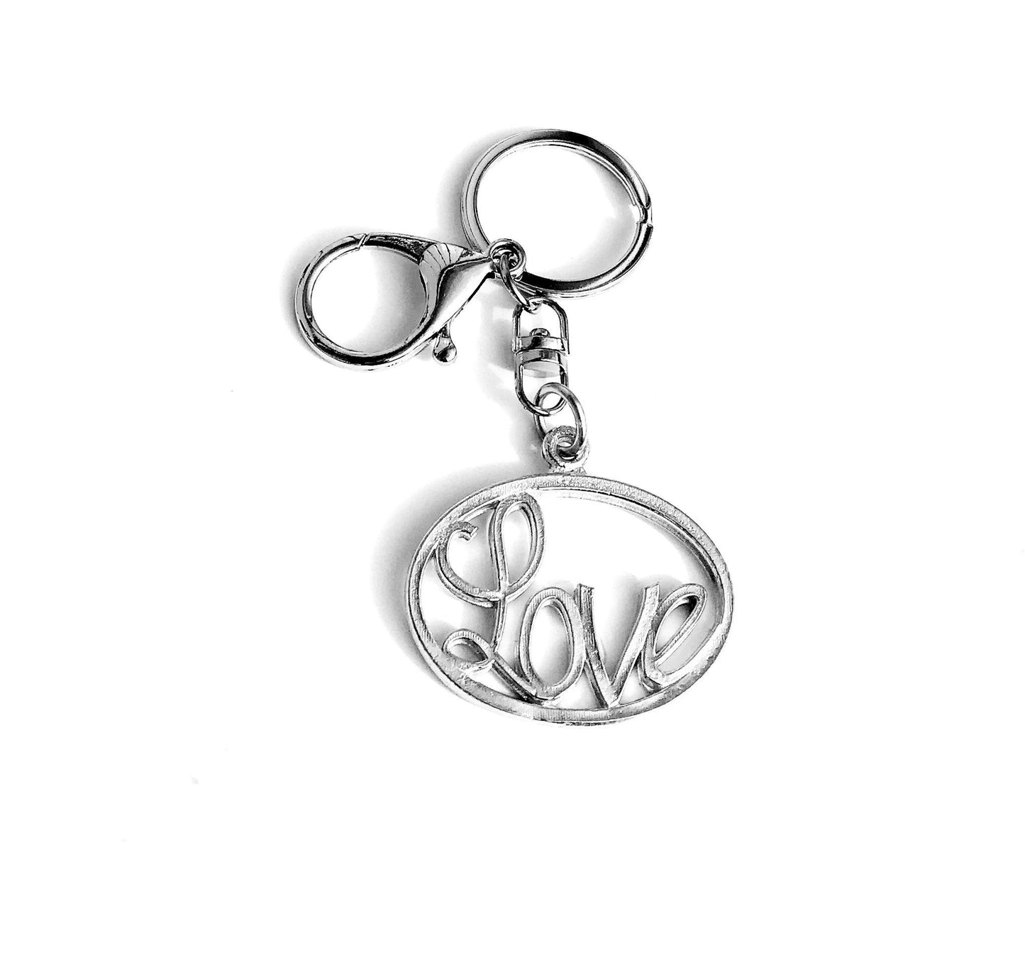 Handmade Pewter Love Keychain, Special Message Purse Charm, Valentine's Day Gift - House of Morgan Pewter